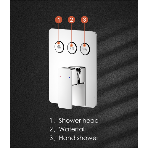 Push Button Diverter 3 Way Soft Square Concealed Shower Diverter Valve Supplier