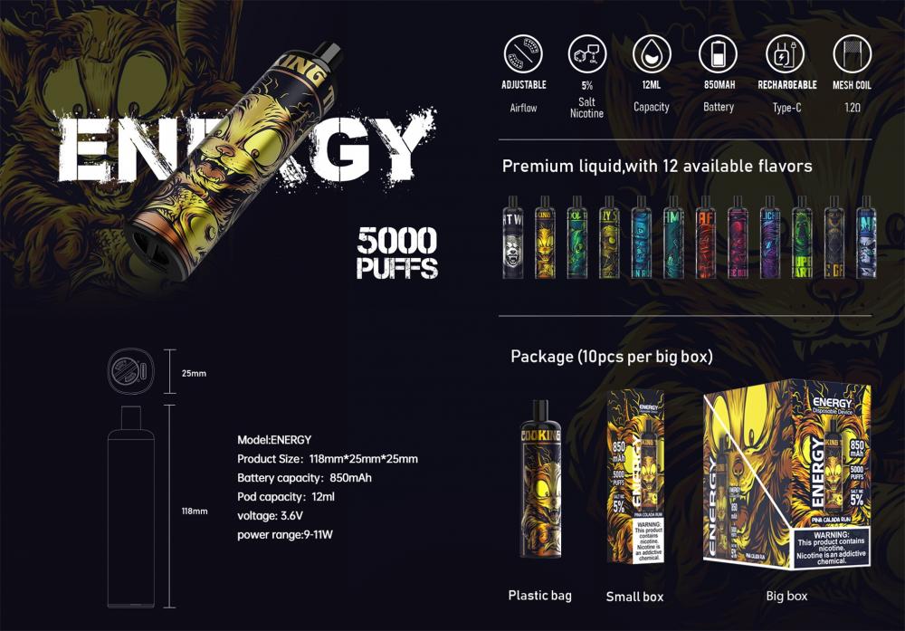 Wholesale Energy5000 Rechargeable Disposable Vape Pen