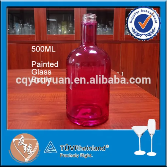 Gorgeous rose-red painted 16 oz glass bottle for liquid soap