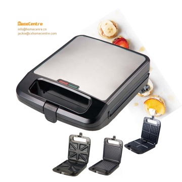 3-in-1 Multi-Function Stainless Steel Waffle Maker: Detachable Sandwich & Grill Plate