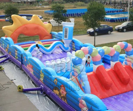Outdoor amusement dry inflatable obstacle racer