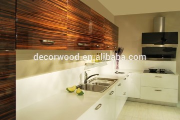 Luxury Ebony wood grain high gloss kitchen cabinet