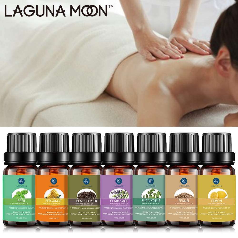 Lagunamoon Tea Tree 10ML Pure Essential Oil Massage Diffuser Aroma Lavender Sandalwood Ylang Jasmine Oil Relive Stress Sleeping