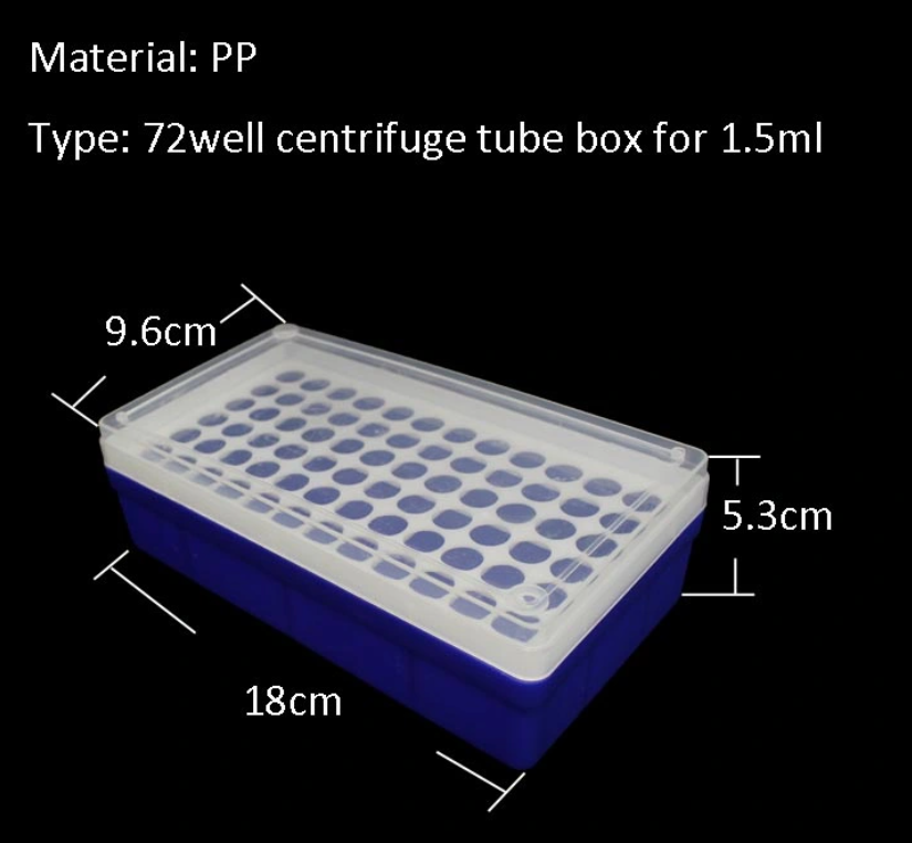 72 pozo 1.5 ml de almacenamiento de plástico Rack de tubo de microcentrífuga