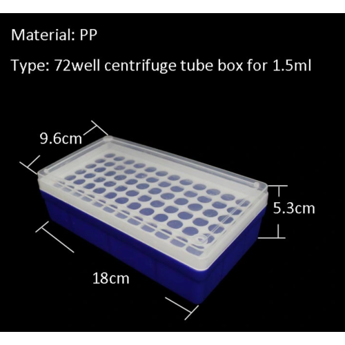 72 우물 1.5ml 플라스틱 저장 마이크로 원심 분리 튜브 랙