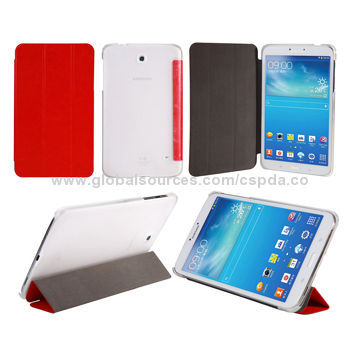 Ultra-slim 8-inch Red Color PU Stand Cases for Samsung Galaxy Tab 4, with Card Slots