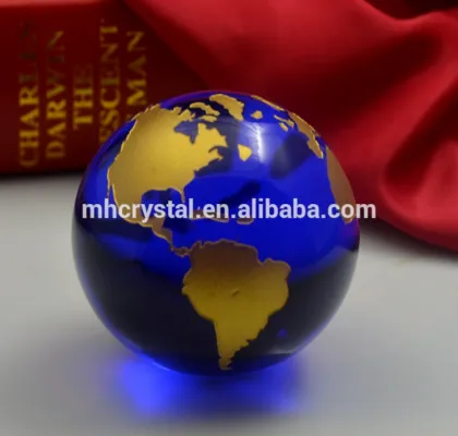 Cobalt Blue Art Glass World Globe Map Paperweight MH-Q0197