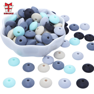 BOBO.BOX 500pcs Silicone Beads 12mm Perle Silicone Teether DIY Beads Food Grade Silicone Abacus Beads Teething Necklace Nursing