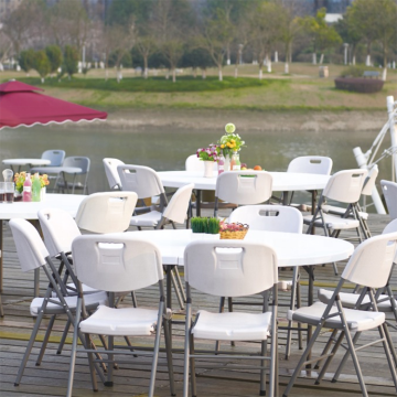White Outdoor Plastic Folding Garden Table and Chair Set