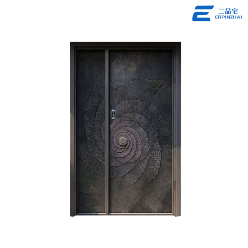 Puerta principal de villa de aluminio fundido con panel completo grande