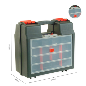 MEIJIA Black & Clear Plastic Tool Box with Handle - Plastic Empty Storage Box with Compartment