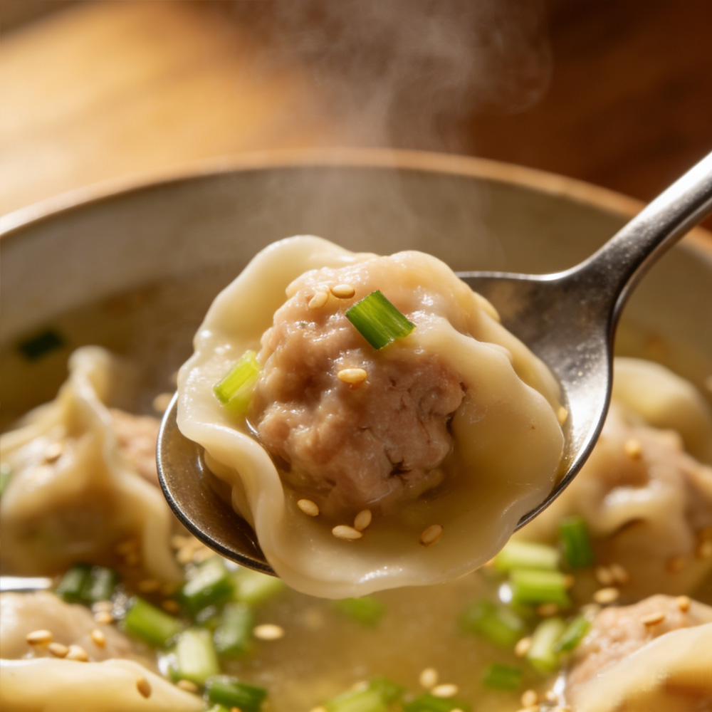 Кустарные вонтоны из свинины и сельдерея ручной работы