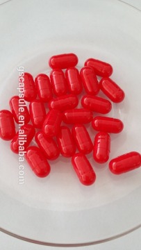 2 red empty hard gelatin capsules with halal certificate