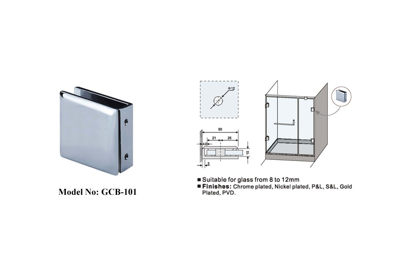 Radius Solid Brass Shower Glass Clamp