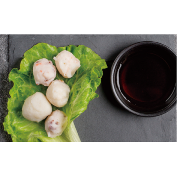 Bolas de peixe artesanais congeladas com frutos do mar