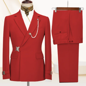 Elegante abito da uomo a doppio petto di rosso blu rosso, royal e blu scuro per matrimoni e balli (2 pezzi: giacca + pantalone)