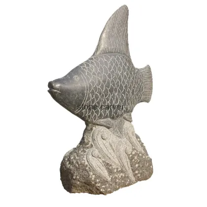 High quality garden abstract stone fish art statue fish sculpture