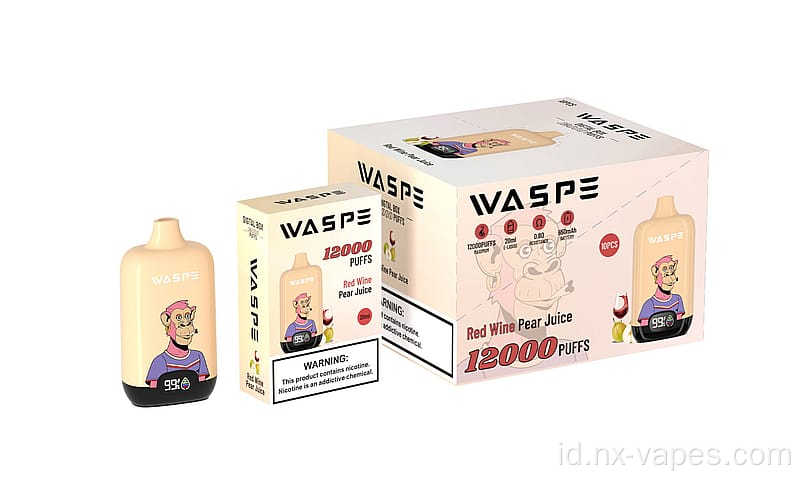 Waspe 12000 puff box digital vape sekali pakai