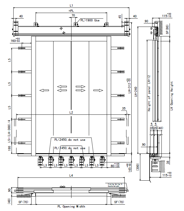 Four Panels Centre Opening Landing Door-drawing