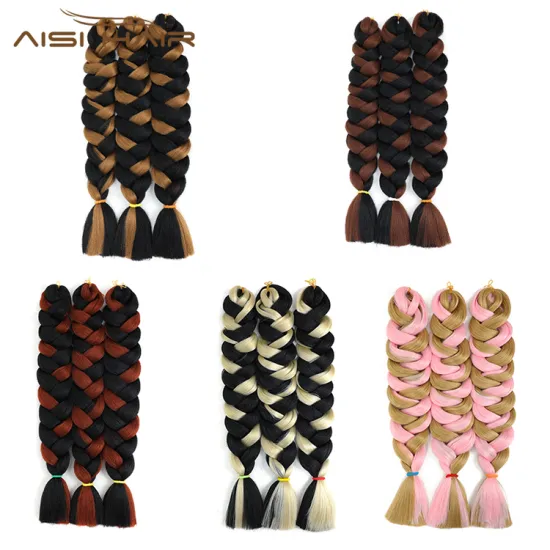 Aisi Hair Mixed Color Top Quality 82 Inch Braid Hair Low Temperature Flame Retardant Fiber Braiding Hair Extension For Women