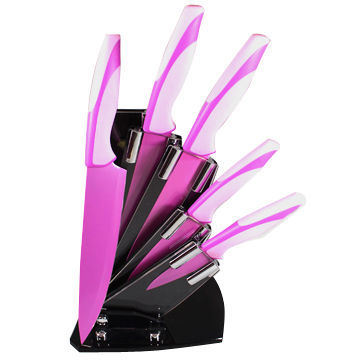 Clear Acrylic Stand Non-stick Chef's Knives Set, Nice Wear-resistant