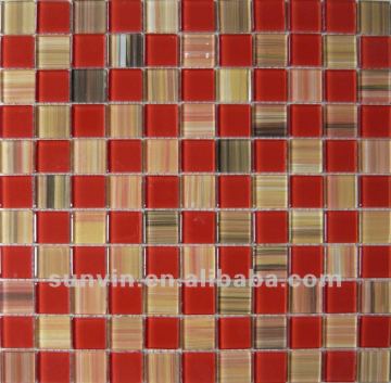 23x23 / 25x25 swimming pool crystal glass mosaic - glossy red mix hand printing