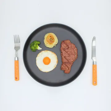 Gold Edge Chip Ceramic Dinner Steak Plate