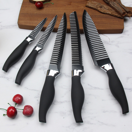 Sawtooth non stick black kitchen knife set