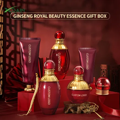 OEM Wholesale Glass Facial Care Kit: Firming, Anti-Wrinkle, Moisturizing Ginseng Skin Care Set