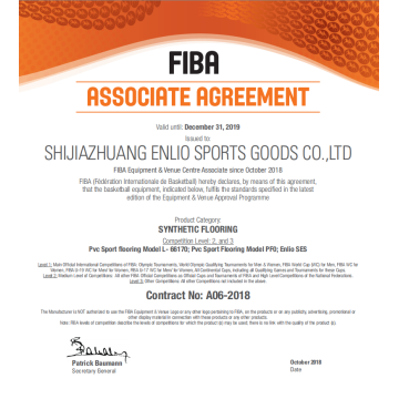 Enlio Brand FIBA ​​อนุมัติกระเบื้องบาสเกตบอล SES