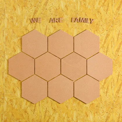 WE ARE FAMILY Alphabet Self-Adhesive Decorative Wall Cork Board Sheet