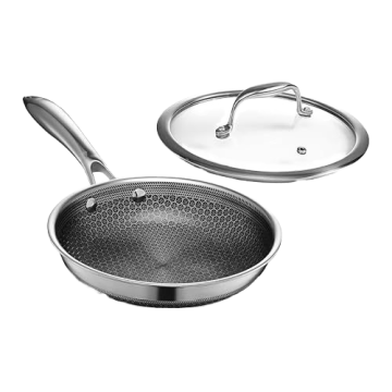 Honeycomb Stainless Steel Wok Pan with Lid for Electric Induction Cooktops