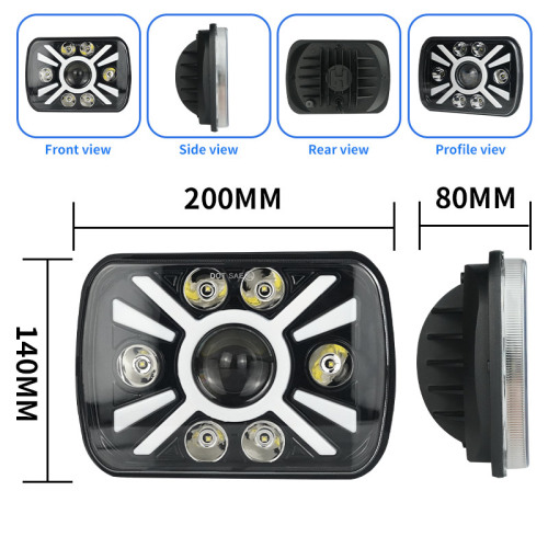 12V-80V Universal H4 Square LED Headlight for Jeep