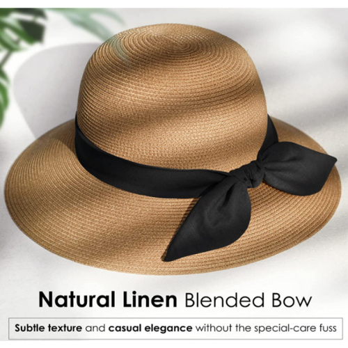 China Women's Foldable Bowknot Straw Hat Supplier