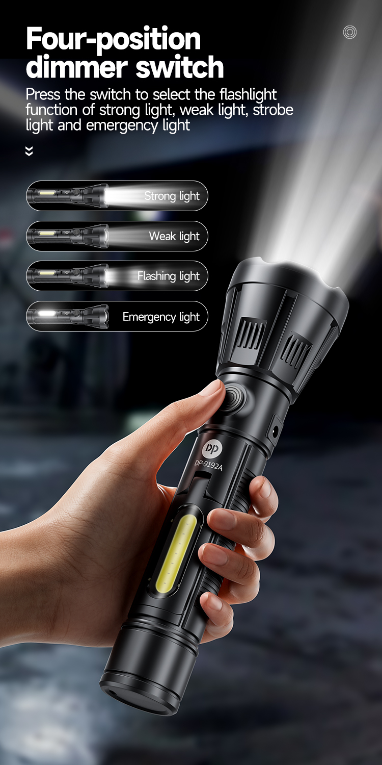 06-9192A-LED Super Bright Solar Charging Rechargeable Tactical Flashlight Torch