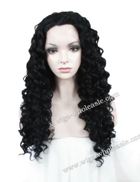 Queen Hair Wigs Jet Black Short Front Lace Wigs Synthetic Curly Wig