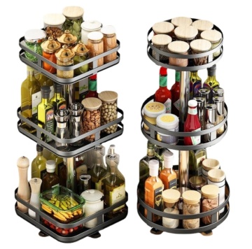 3-Layer Metal Seasoning Jar Kitchen Storage Rack