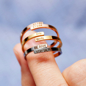 Customizable 18K Gold Plated Silver Rose Rings with Adjustable 316L Titanium Band for Women