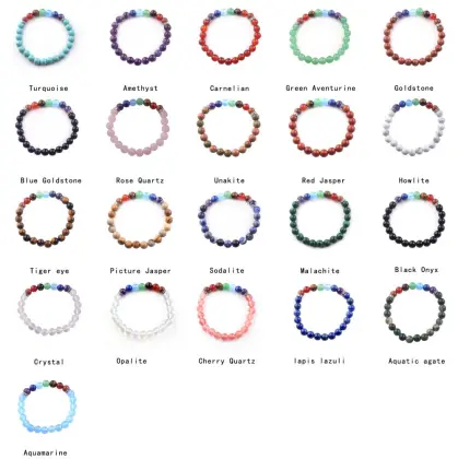 2016 Urban Fashion 7Chakra Stone 8mm Kinds Material Loose Beads Streth Bracelet