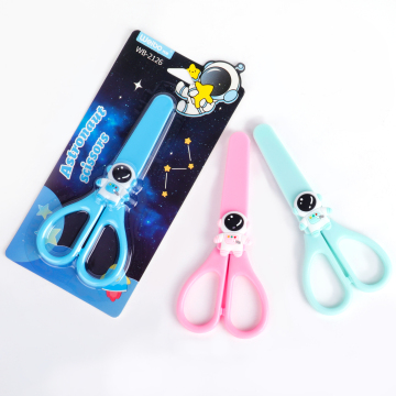 Safe School Kids Scissors - Weibo Plastic Pink Blue Green High Quality Safety Cartoon Astronaut Paper Scissors for Kids
