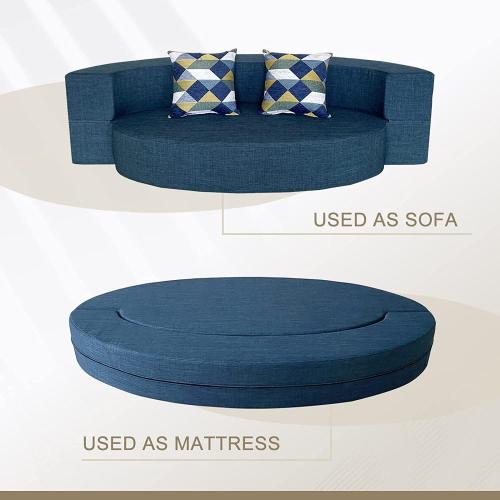Guest Bed Washable Cover Dark Blue Stylish Sofa Bed Memory Foam Round Sofa Manufactory