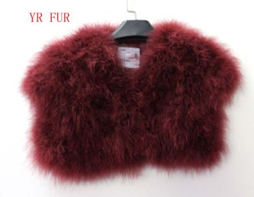 YRC477 Women Real Fur Jacket Genuine Ostrich Turkey Feather Fu Coat Many Colors