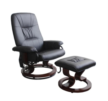 Swivel Lounge Chair, Recliner Leather Sofa with Ottoman for Living Room