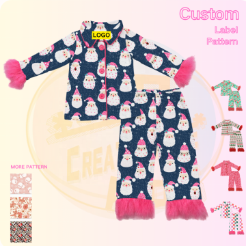 Red Christmas Print Pajama Set for Girls - Cute Autumn Winter Kids' Outfits