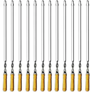 BBQ Barbecue Heavy Duty Large Wide Reusable 12 Pack Kebab Skewers