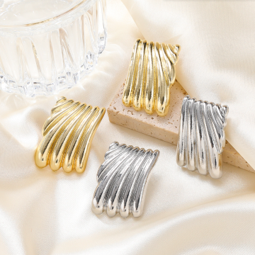 Brave Light New Design Fashion Metal Gold Plated Geometric Square Stud Earrings