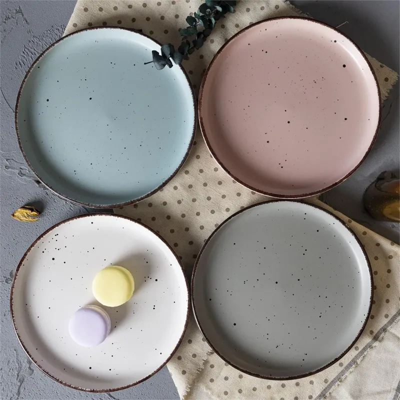Eco-Friendly Multi-Color Glazed Stoneware Dinnerware Set
