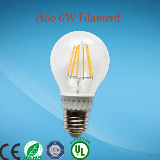 Glass body 360 degree 220V A60 E27 6w dimmable led filament bulb,led light making machine bulb