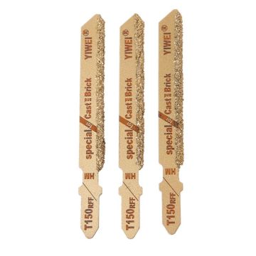 3pcs 3" T150 Carbide Grain 50 Grit T-Shank Jigsaw Blades Ceramic Tile Cutting Tool New Gold Color