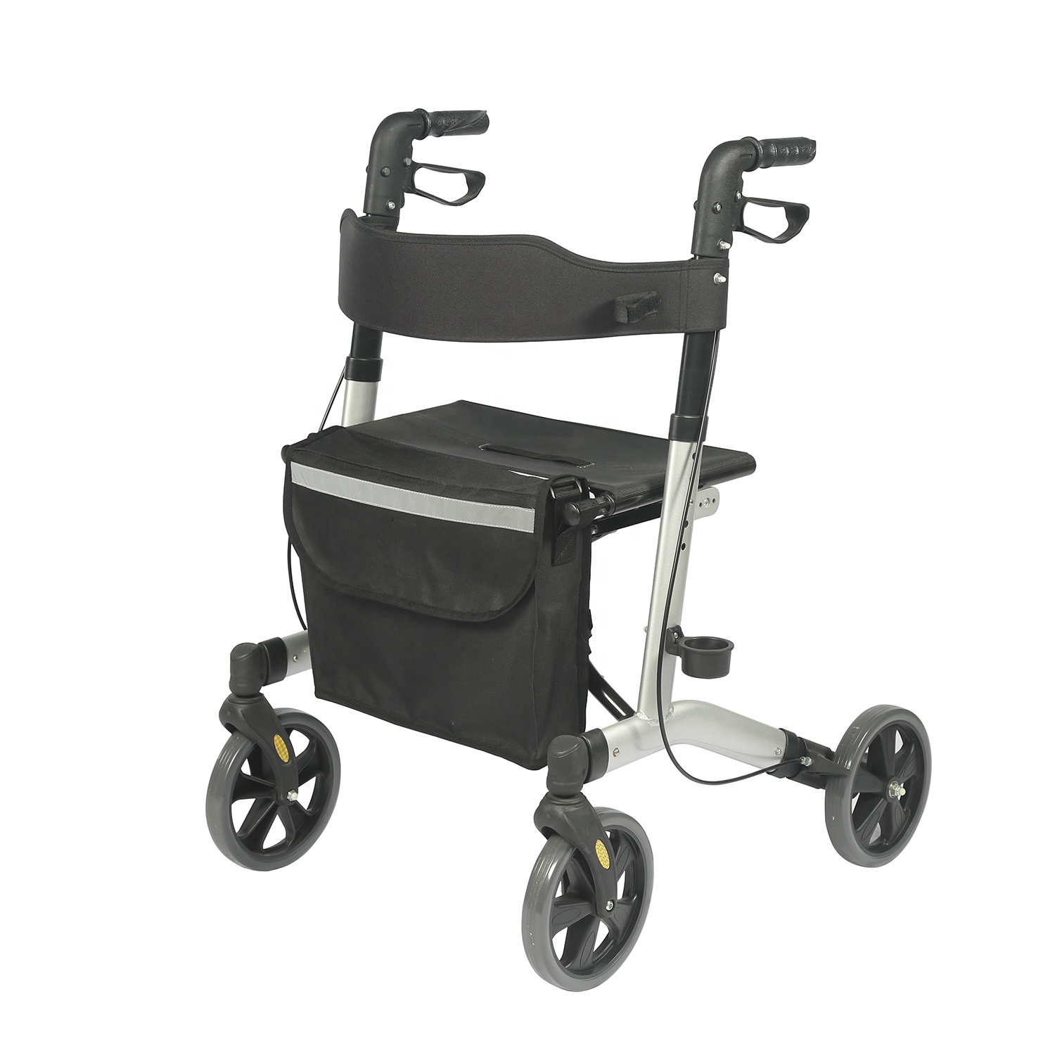 4 wielen vouwen rollator met stoel en rugleuning